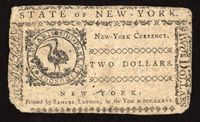 August 13, 1776 New York Colonial Two Dollars ($2) Reverse Image