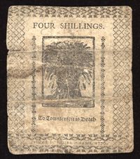 January 1, 1776 Delaware Colonial Four Shillings (4s) Reverse Image