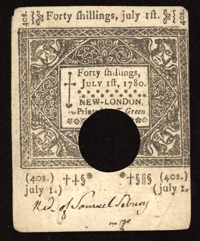 July 1, 1780 Connecticut Colonial Forty Shillings (40s) Obverse Image