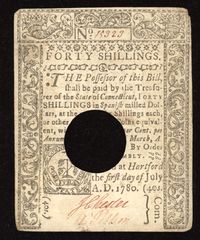 July 1, 1780 Connecticut Colonial Forty Shillings (40s) Reverse Image