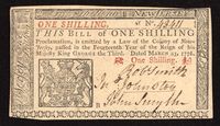 March 25, 1776 1s New Jersey Colonial Obverse Image