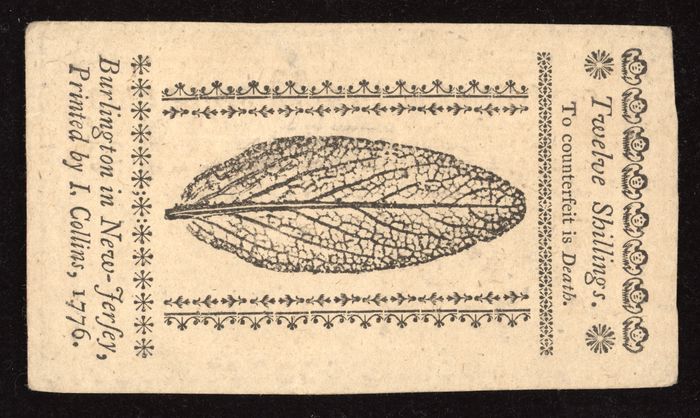 March 25, 1776 New Jersey Colonial Twelve Shillings (12s) Reverse Image