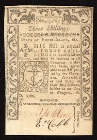 May 1786 Rhode Island Colonial Three Shillings (3s) Obverse Image