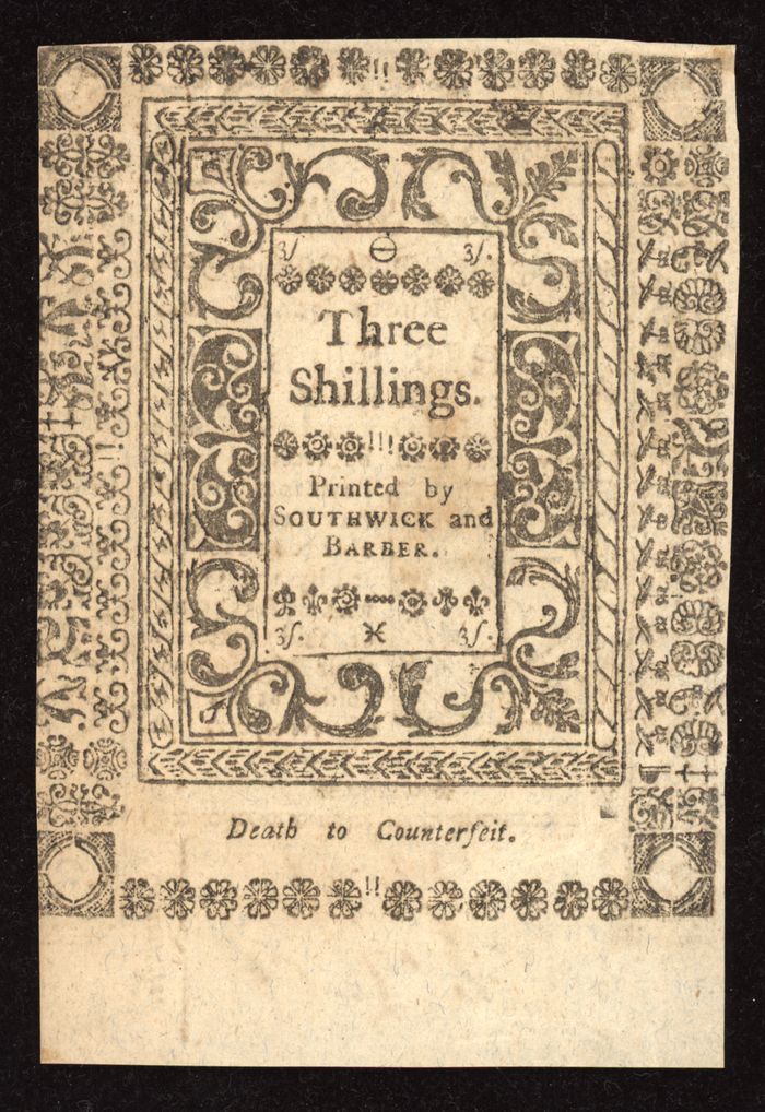 May 1786 Rhode Island Colonial Three Shillings (3s) Reverse Image