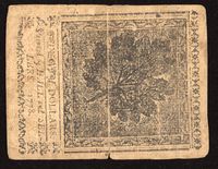 September 26, 1778 Continental Currency Colonial Twenty Dollars ($20) Reverse Image