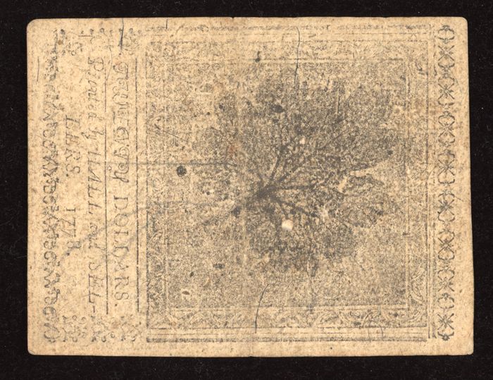September 26, 1778 Continental Currency Colonial Twenty Dollars ($20) Reverse Image