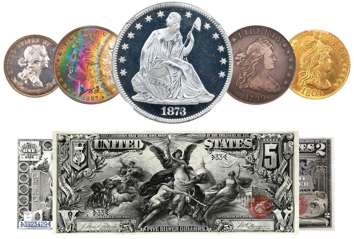 Rarity7 Hero w/ an array of rare coins and currency